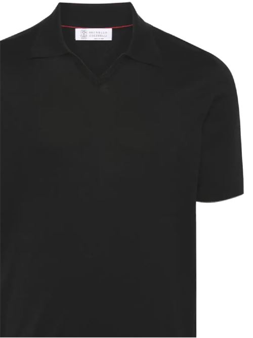 Black cotton knitted construction polo Brunello Cucinelli | M29800145CH101